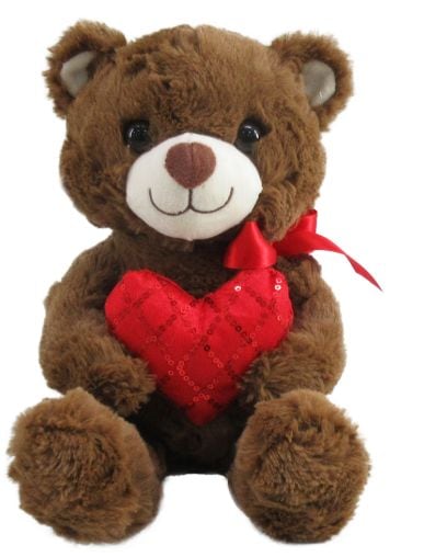 Goffa Valentine's Day 12-in Brown Bear with Heart Plush N2