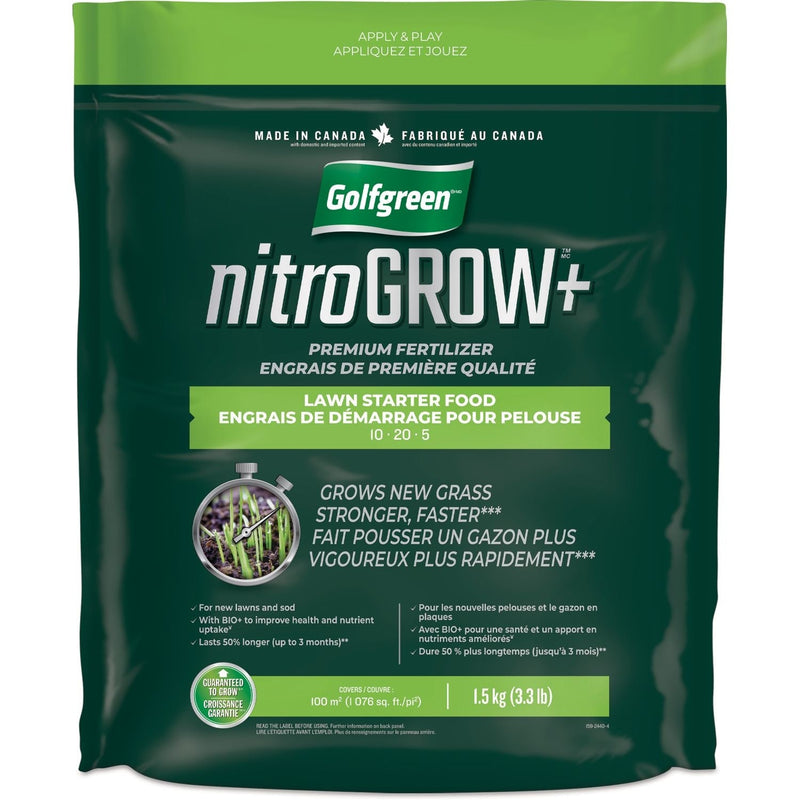 Golfgreen Nitrogrow+ Lawn Starter Premium Fertilizer,10-20-05, 1.5-kg U8