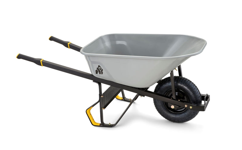 Gorilla Heavy-Duty Easy Pivot/Dump Steel Tub Wheelbarrow, Steel Tray, 6-cu-ft U0