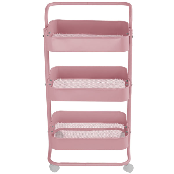 Gracious Living Three-Tier Utility Cart, Pink Q7