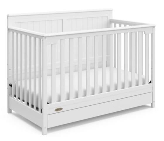 Graco Hadley 4-in-1 Convertible Crib with Drawer, White N6