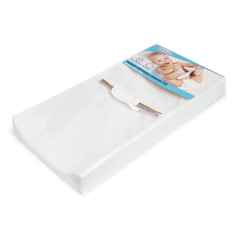Graco Premium Contoured Baby Changing Pad with Non-Skid Bottom, White O6