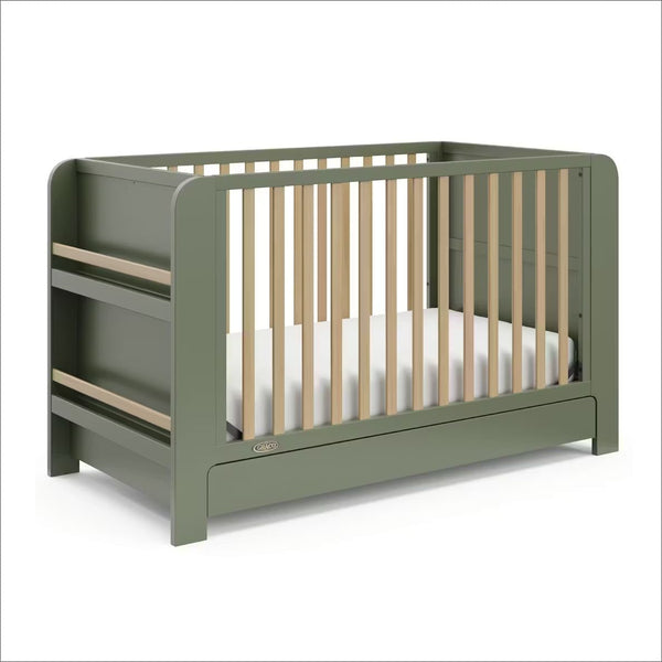 Graco Read-with-Me 4-in-1 Crib with Drawer - Olive/Driftwood I6