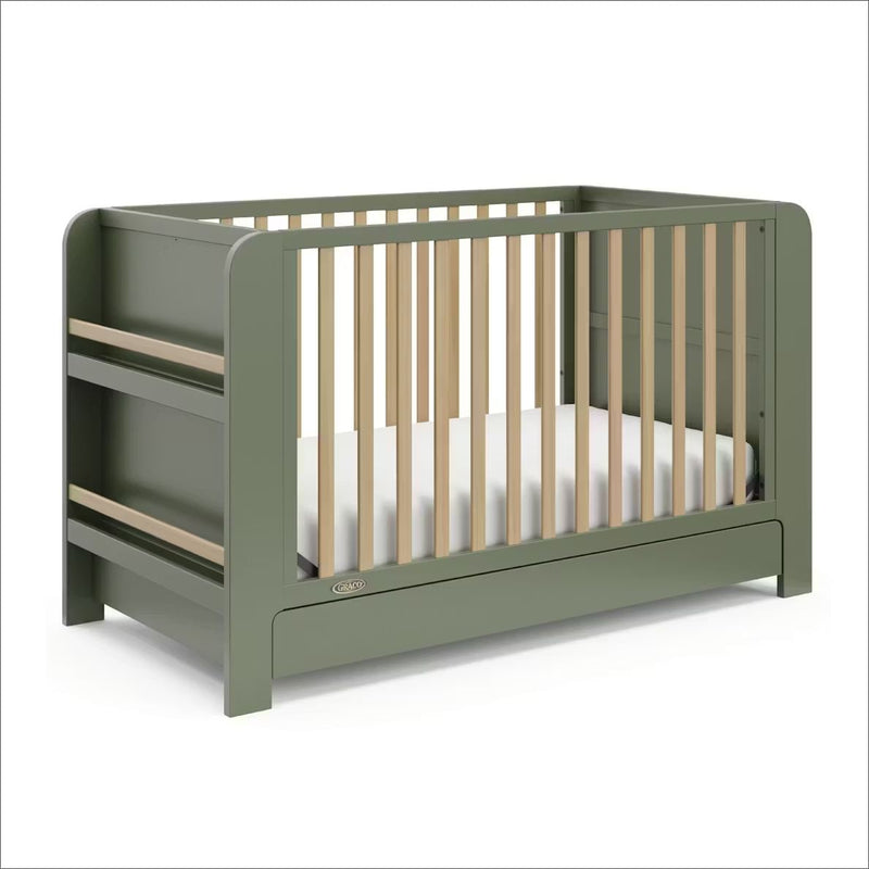 Graco Read-with-Me 4-in-1 Crib with Drawer - Olive/Driftwood I6