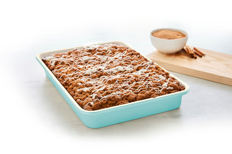 Green Pan Rectangular Teal Ceramic Non-Stick Oblong Cake Pan, 13.54x9.56x2.71-in E8