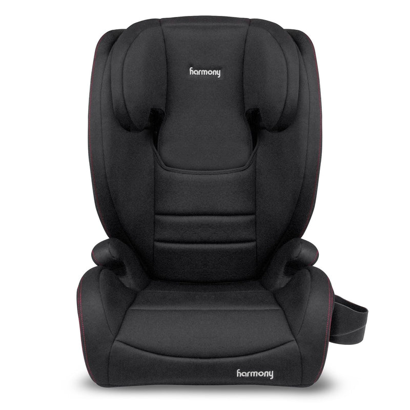 Harmony Genesys Deluxe High Back Booster, Black with Red Stitching X9