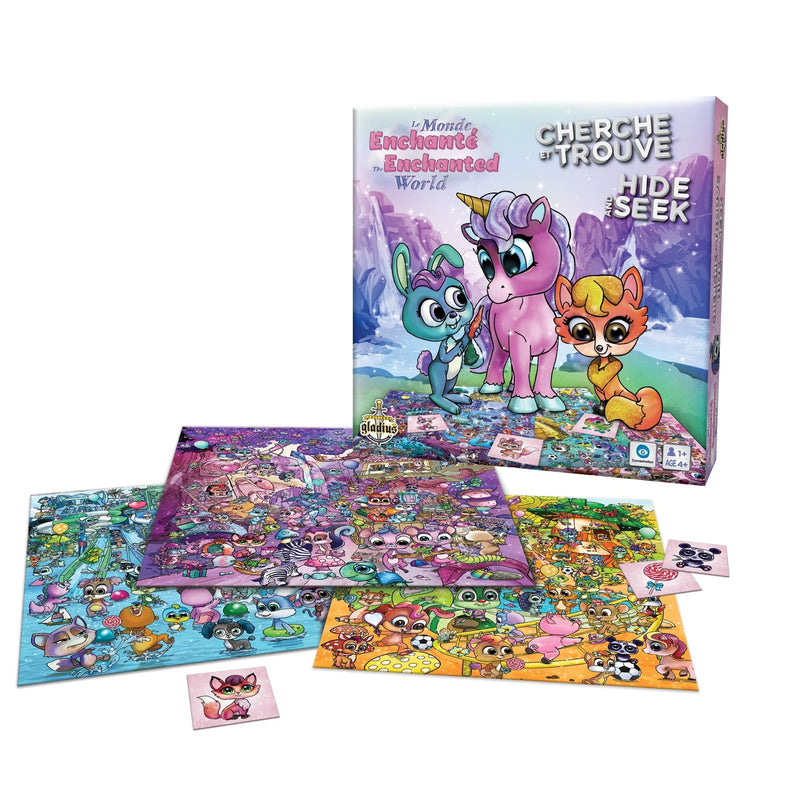 Hide and Seek The Enchanted World Family Board Game, Bilingual, Ages 4+ V6