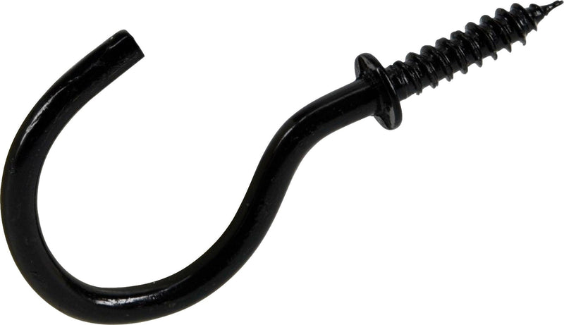 Hillman Mug Cup Hook, Half Hook Half Screw, Black, 7/8-in, 8-pk J2