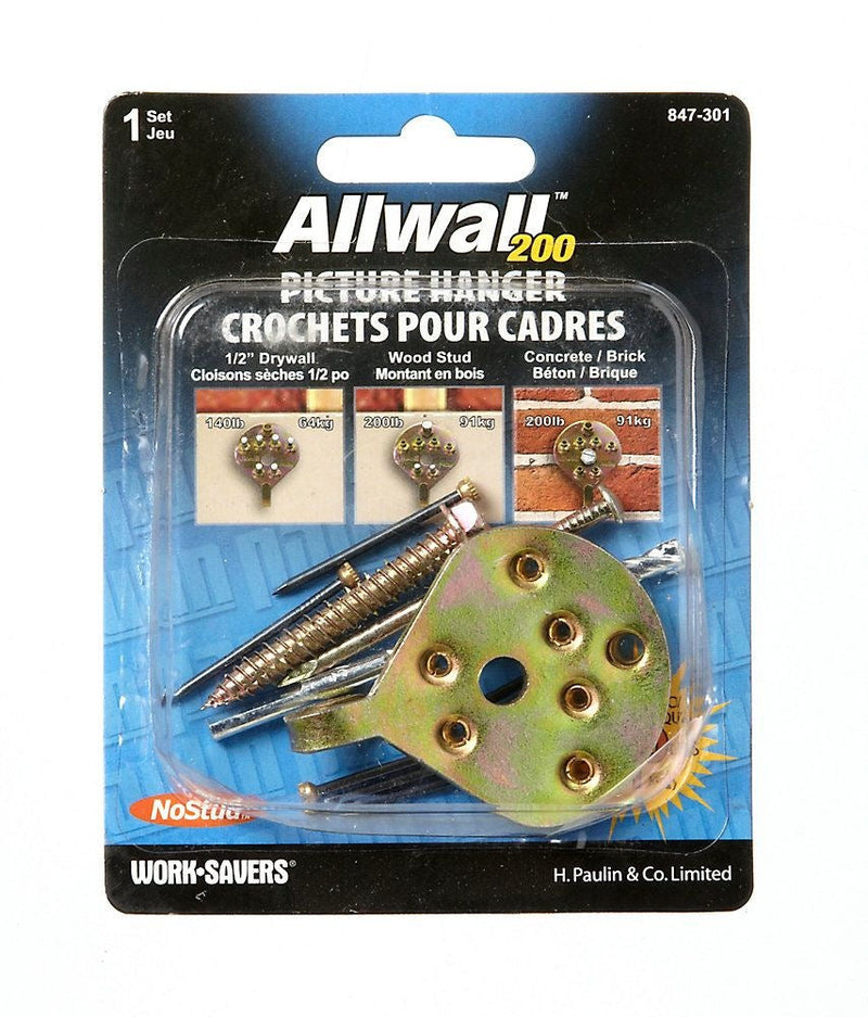 Hillman No Stud All WAll Picture Hanger, With Fasteners, 200-lb Capacity, Gold Q6
