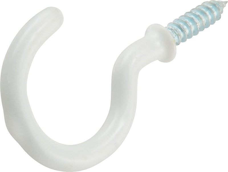 Hillman Steel Vinyl Mug Cup Hooks, Screw-In, White, 1-1/4in, 2-pk W0