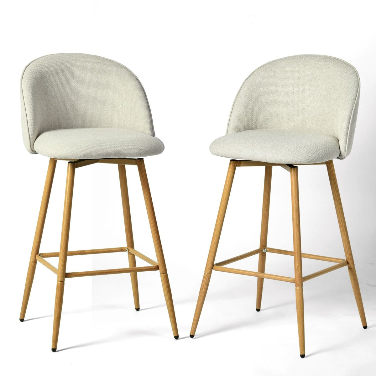 Homycasa Modern Swivel Bar Stools, Beige, 2-pk