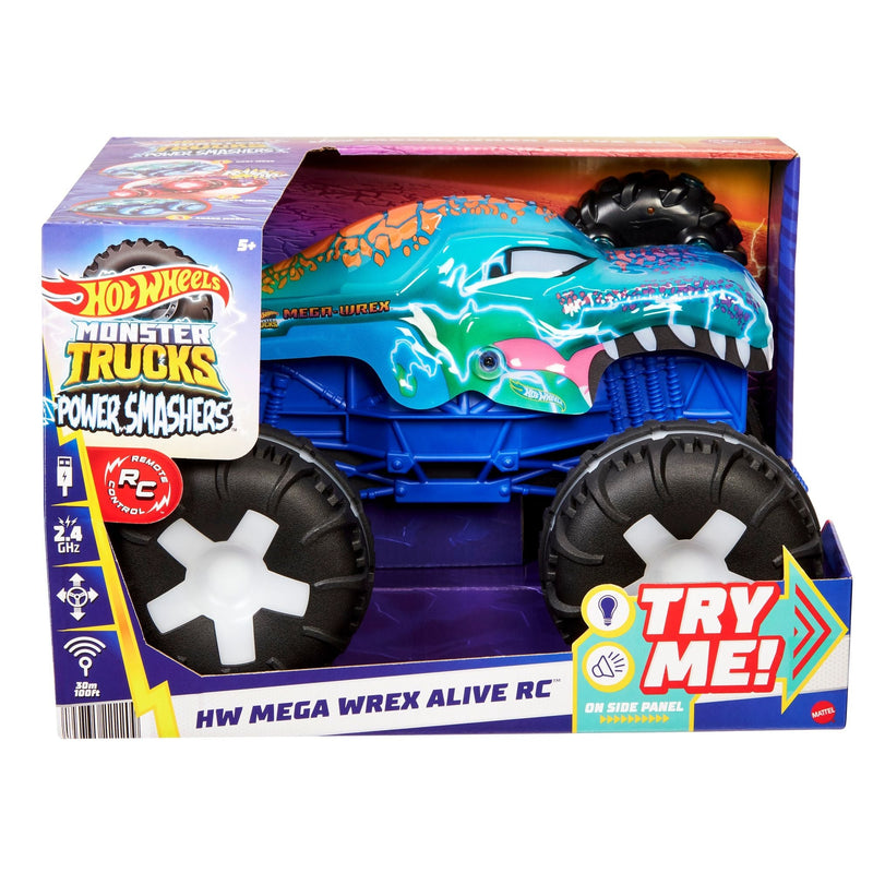 Hot Wheels Monster Truck Remote Controlled 1:15 Scale Mega Wrex Toy Vehicle with Sounds & Lights, Ages 5+ L0