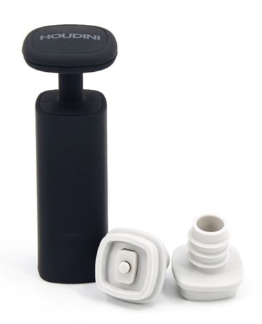 HOUDINI Wine Vacuum Preserver with Bottle Stopper, Black O1