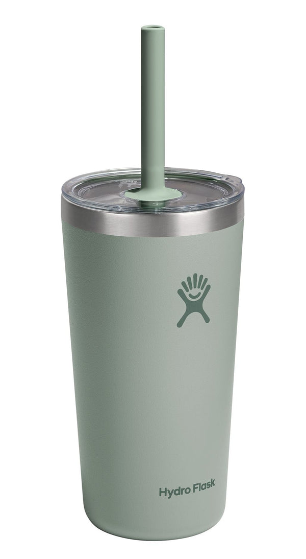 Hydro Flask Stainless Steel Insulated All Around Tumbler with Clear Press-In Straw Lid, Agave, 20-oz Q6
