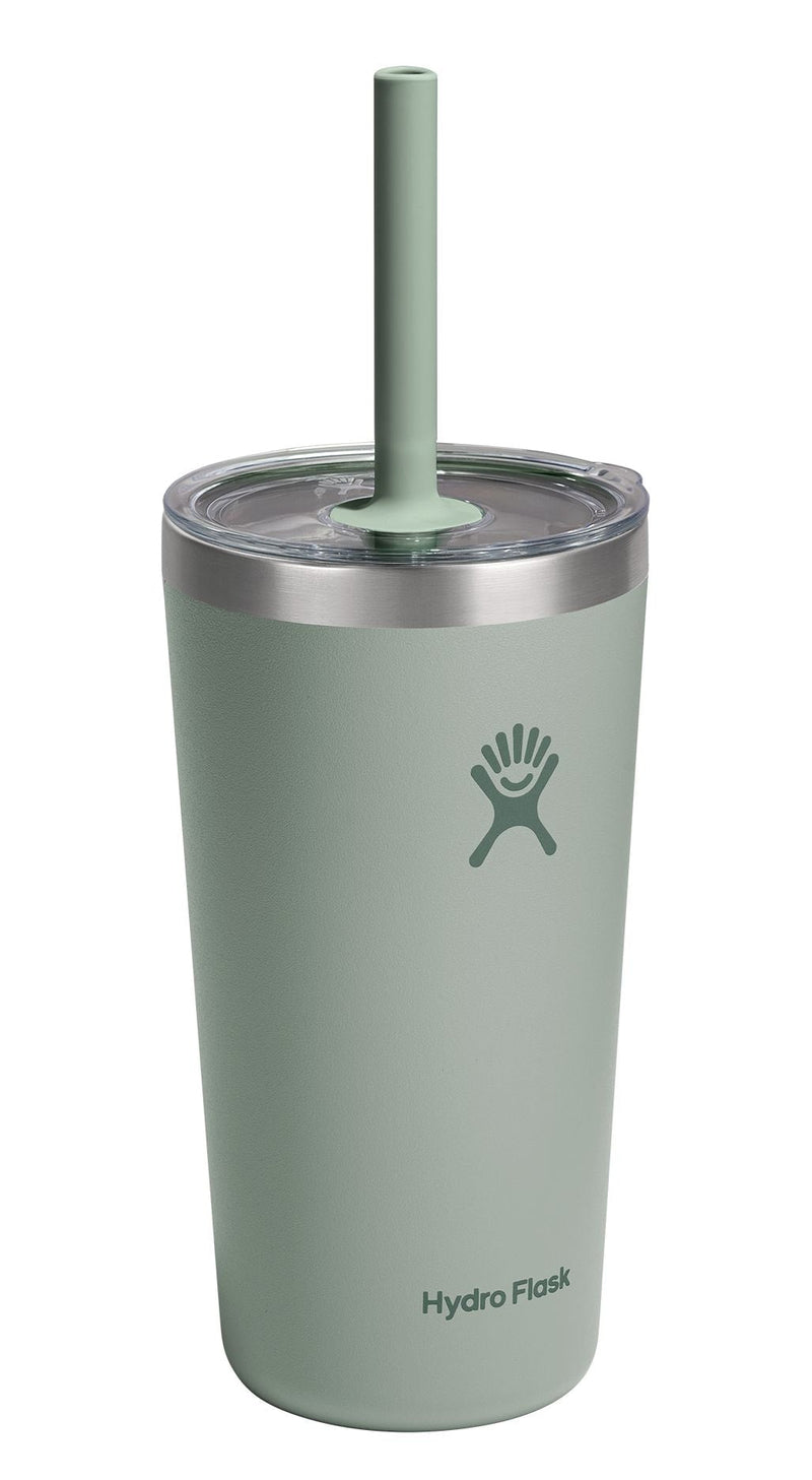 Hydro Flask Stainless Steel Insulated All Around Tumbler with Clear Press-In Straw Lid, Agave, 20-oz Q6