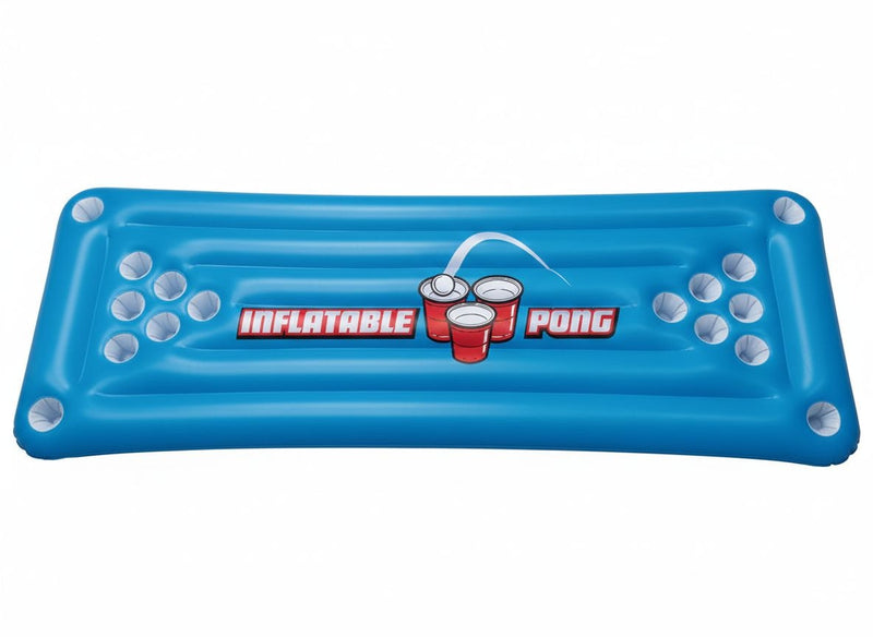 Inflatable Beer Pong Pool Game, Blue, 71-in, for Beach/Pool Fun Activities Q3