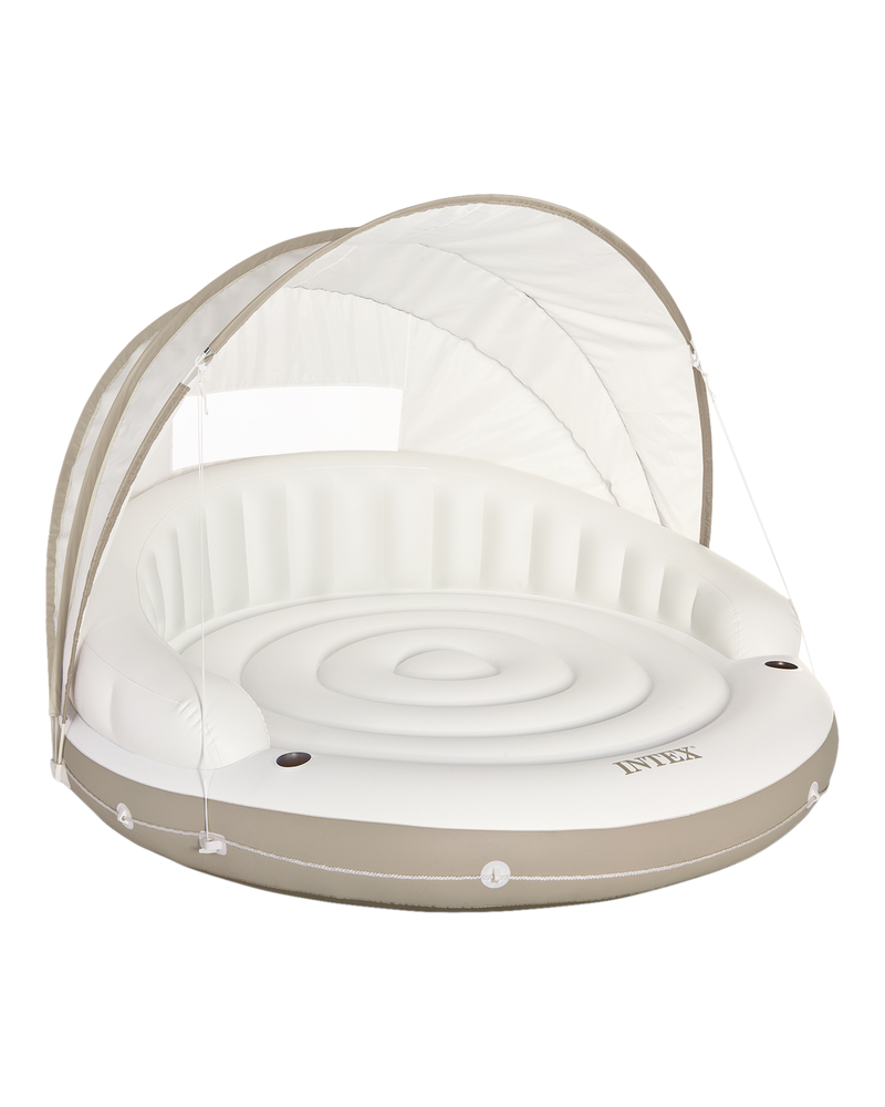 Intex Off White Canopy Inflatable Pool Island Multi Person Float with Detachable Sun Shade X6