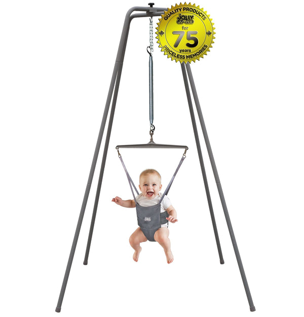 Jolly Jumper Standing Baby Exerciser with Super Stand, Grey, Ages 3m+ B1