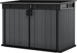 Keter Cortina Mega Horizontal 2-Door Resin Outdoor Storage Shed with Built-In Ventilation & Open Roof/Lid, Grey, 533-Gal