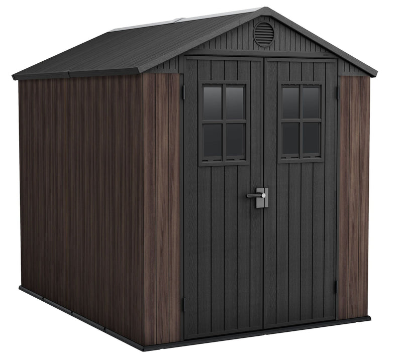 Keter Darwin Resin Outdoor Storage Shed with DecoCoat, Brown, 6-ft x 8-ft Z1