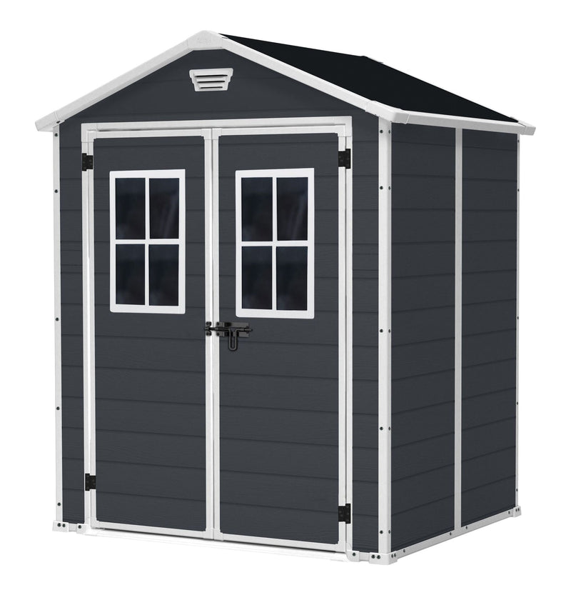 Keter Manor Resin Outdoor Storage Shed with Fixed Window, Grey, 6-ft x 5-ft Z8