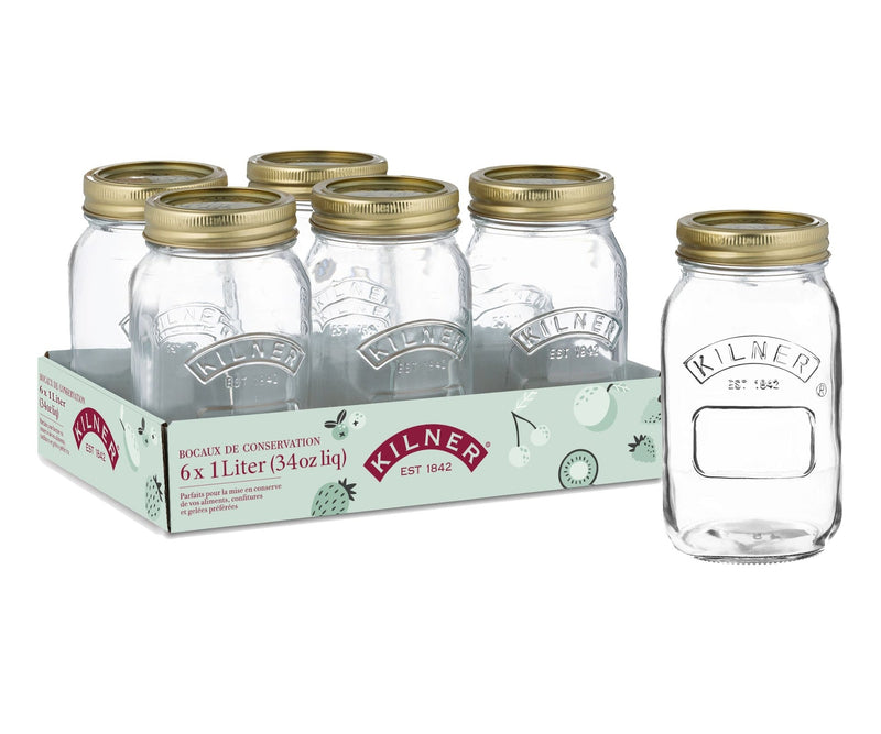 Kilner Mason Regular Mouth Jar, 1-L, 6 Count I4