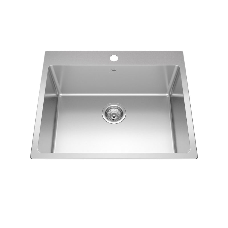 Kindred Brookmore Drop in Single Bowl 1-Hole Kitchen Sink, 25-in x 20.9-in x 9-in, Stainless Steel M8