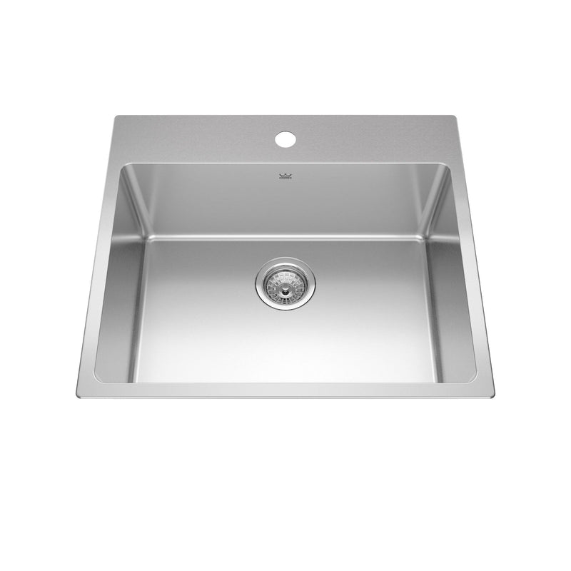 Kindred Brookmore Drop In Single Bowl 1-Hole Kitchen Sink, 25-in x 22-in x 9-in, Stainless Steel R4