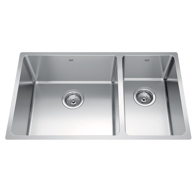 Kindred Brookmore Undermount Combination Bowl Kitchen Sink, 30.5-in x 18.1-in x 9-in, Stainless Steel C8