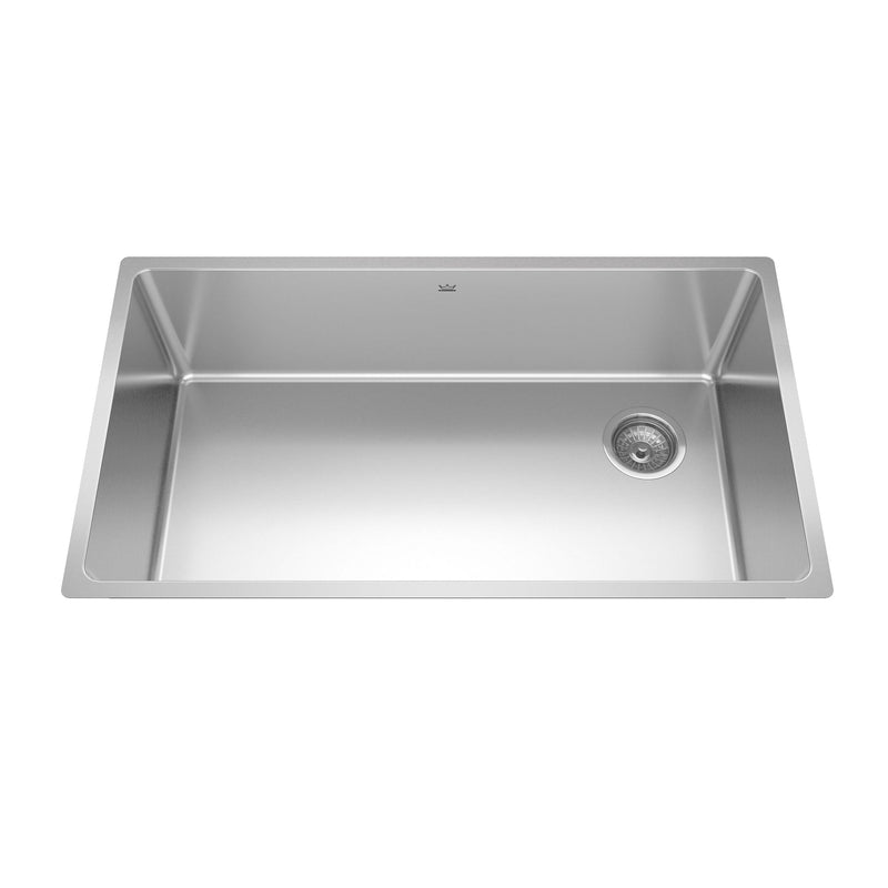 Kindred Brookmore Undermount Single Bowl Off Set Waste Kitchen Sink, 32.5-in x 18.1-in x 9-in, Stainless Steel V0