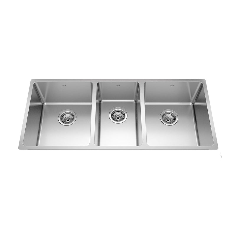 Kindred Brookmore Undermount Triple Bowl Kitchen Sink, 41.5-in x 18.1-in x 9-in, Stainless Steel P5