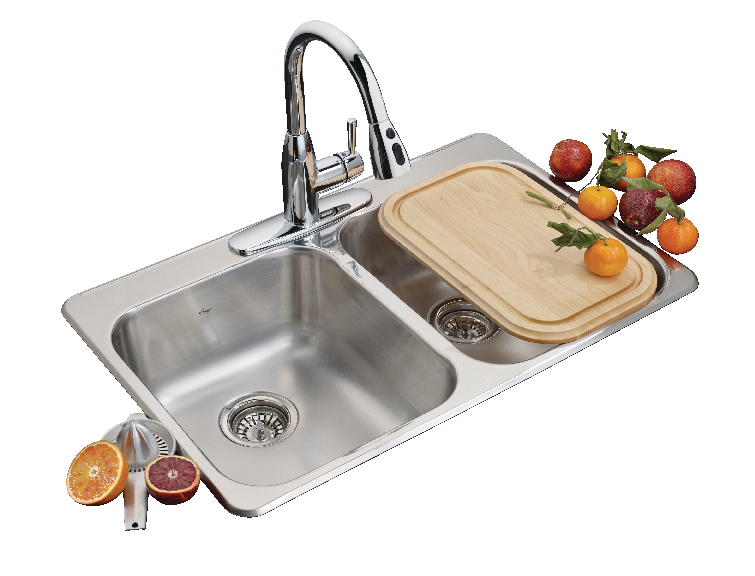 Kindred Reginox Drop In Double Bowl 3-Hole Kitchen Sink, 31.25-in LR x 20.5-in FB, Stainless Steel V3