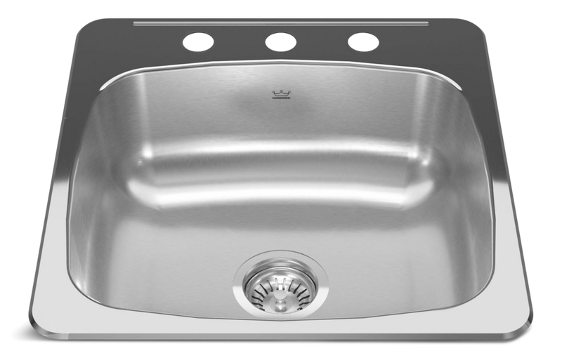 Kindred Reginox Drop In Single Bowl 3-Hole Kitchen Sink, 20.13-in x 20.56-in, Stainless Steel G7