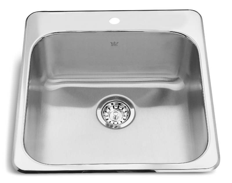 Kindred Steel Queen Drop In Single Bowl 1-Hole Kitchen Sink, 20-in x 20.5-in x 8-in, Stainless Steel L5