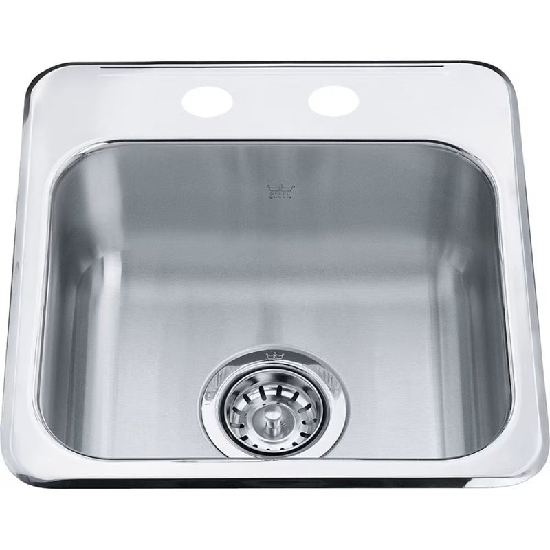 Kindred Steel Queen Drop In Single Bowl 2-Hole Hospitality Sink, 15.13-in x 15.44-in x 6-in, Stainless Steel K9