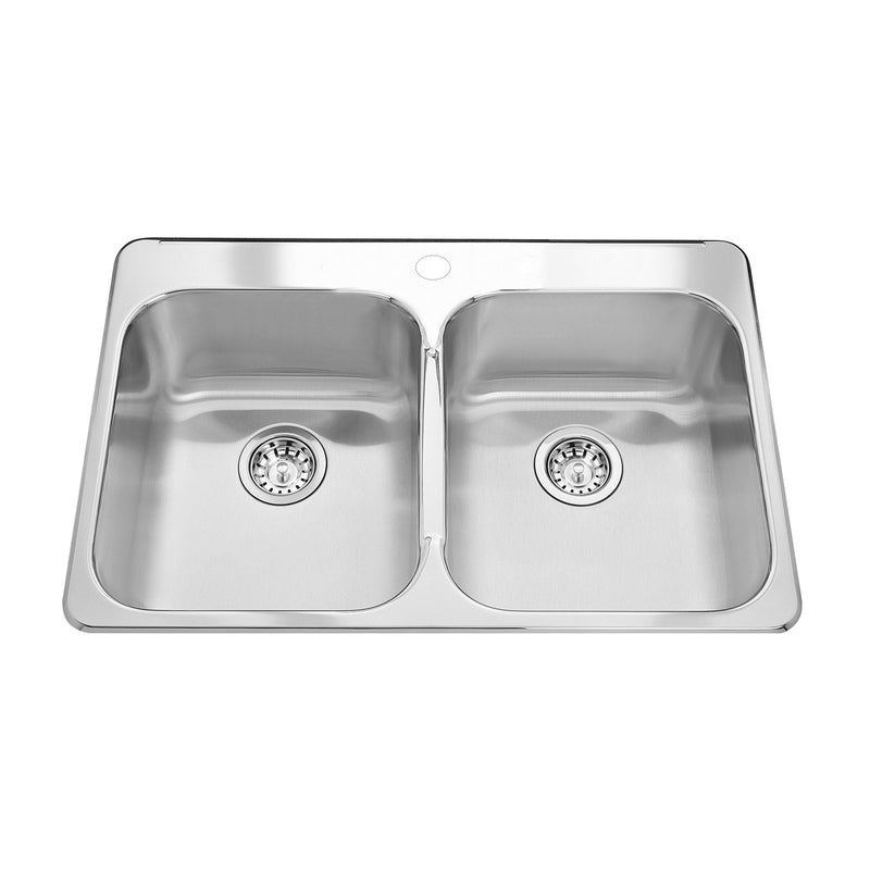 Kindred Steel Queen Kitchen Top Mount Double Ledgeback Sink, 8 inch deep R4