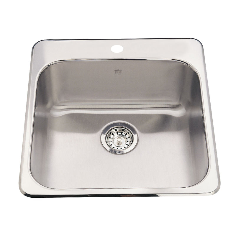 Kindred Steel Queen Top Mount Stainless Steel Single Bowl Kitchen Sink, 23x23x7-in P5