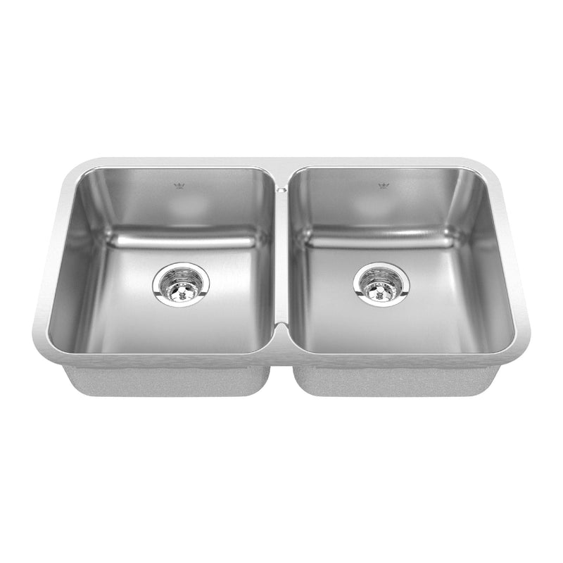 Kindred Steel Queen Undermount Double Bowl Kitchen Sink, 30.88-in x 17.75-in x 8-in, Stainless Steel Z2