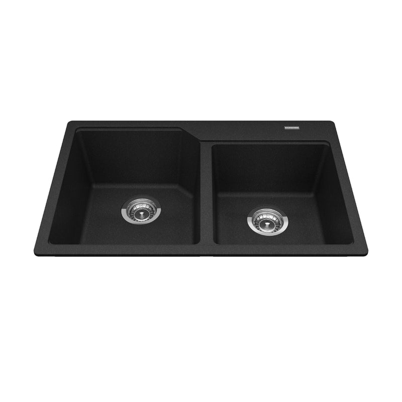 Kindred Urban Drop In Granite Double Bowl Kitchen Sink, 30.69-in x 19.69-in x 8.63-in, Onyx M0