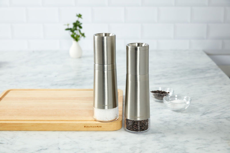 KitchenAid Stainless Steel Salt & Pepper Grinder Set, 8-in, Pre-Filled Y2