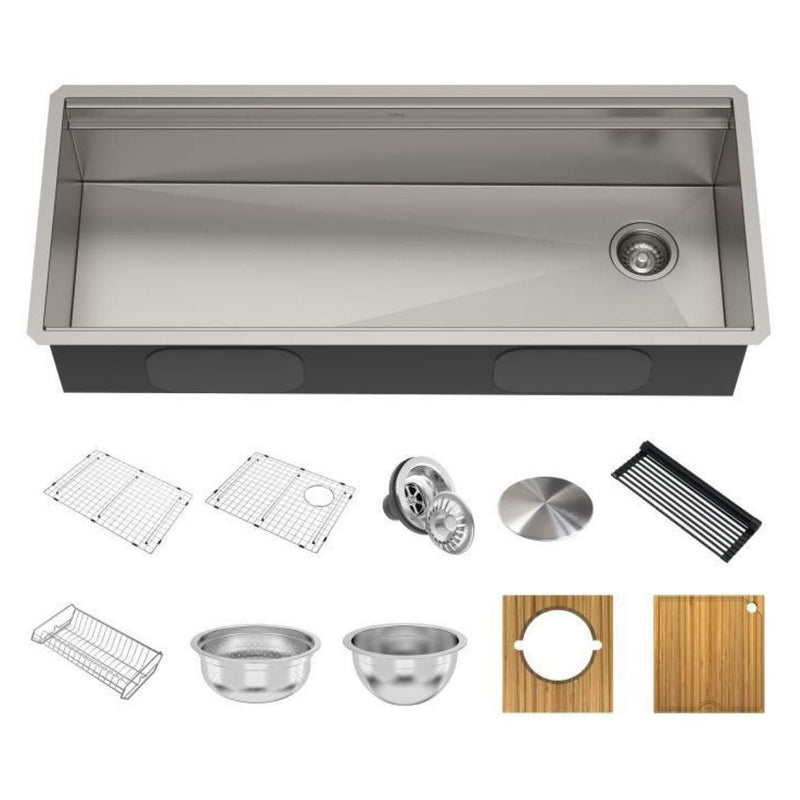 Kraus Kore 2-Tier Workstation Undermount 16-Gauge Single Bowl Kitchen Sink with 10 Accessories, 45-in S3