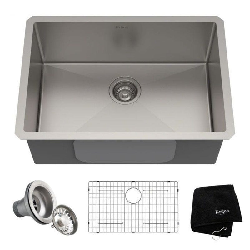 Kraus Standard PRO Undermount Stainless Steel Single Bowl Kitchen Sink, 26x18x10-in Z5