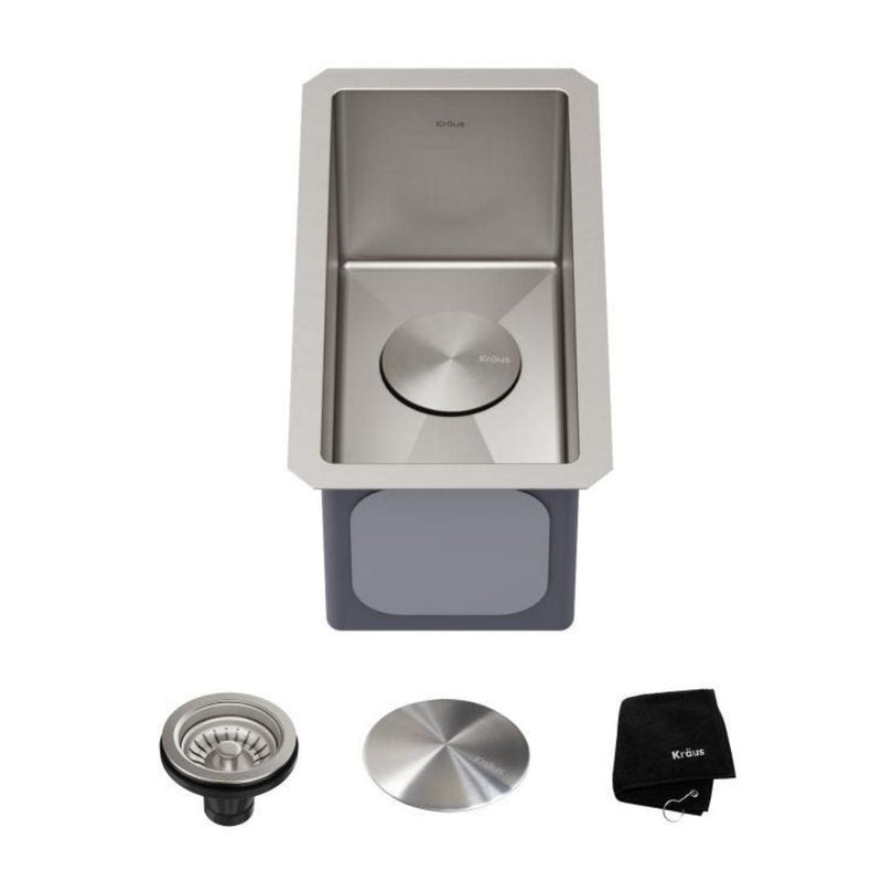 Kraus Standart PRO Undermount 16-Gauge Stainless Steel Single Bowl Bar Prep Kitchen Sink, 10-in A5