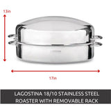 Lagostina 18/10 Stainless Steel Roaster with Removable Rack, 43 x 33cm
