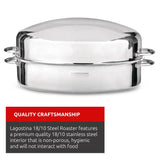 Lagostina 18/10 Stainless Steel Roaster with Removable Rack, 43 x 33cm