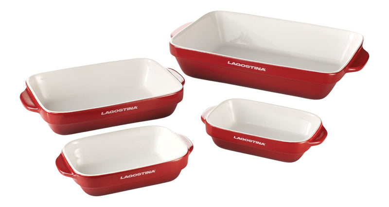 Lagostina Ceramic Bakeware Set, Red, Assorted Sizes, 4-pc E9