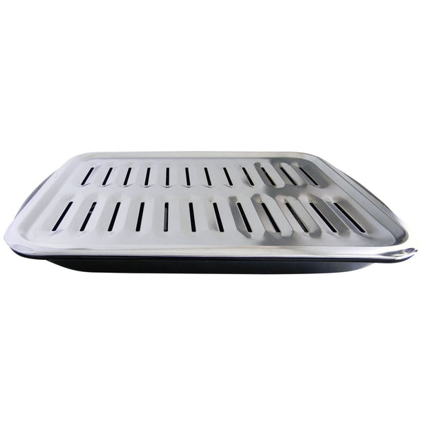 Laser 62250 2-in-1 Broiler Pan, Chrome/Porcelain, Dishwasher Safe, Black, 16 x 12.75 x 1.75-in Z4