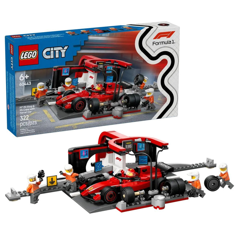 Lego City 60443 F1 Pit Stop and Pit Crew with Ferrari Car, 322-pc K6