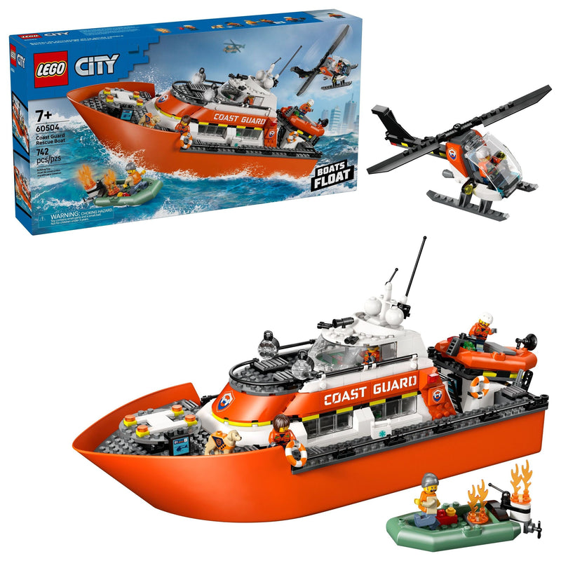 LEGO City Coast Guard Rescue Boat & Helicopter Building Set - 60504, 742-pcs, Ages 7+ O0