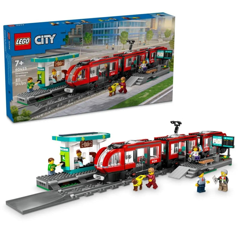 LEGO City Downtown Streetcar and Station Toy Train Set - 60423, 811-pcs, Ages 7+ O1